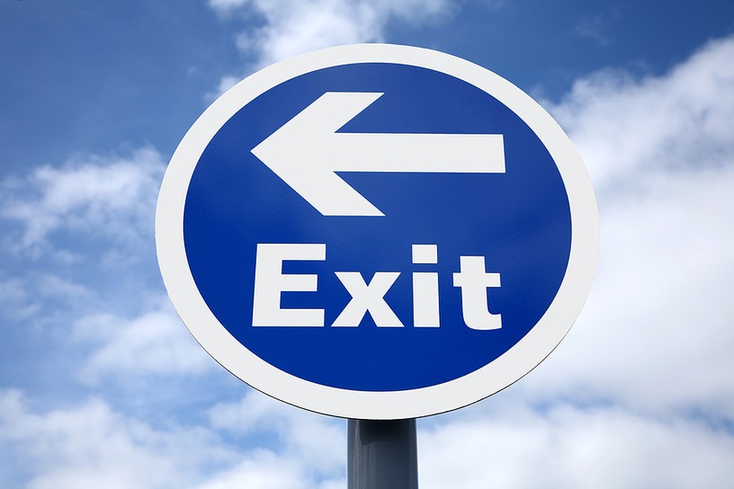 Blue Circular Exit Sign