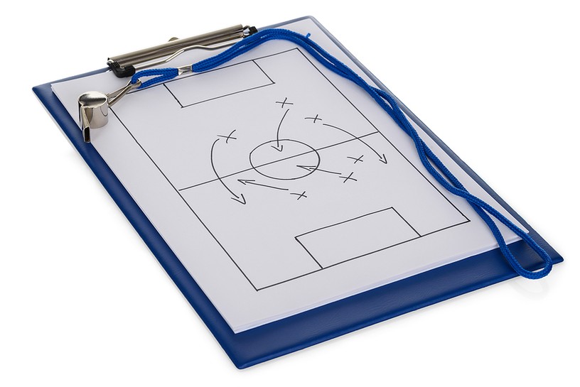 Football Tactics on Blue Clipboard