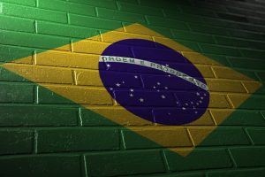 Brazil Flag on Brick Wall