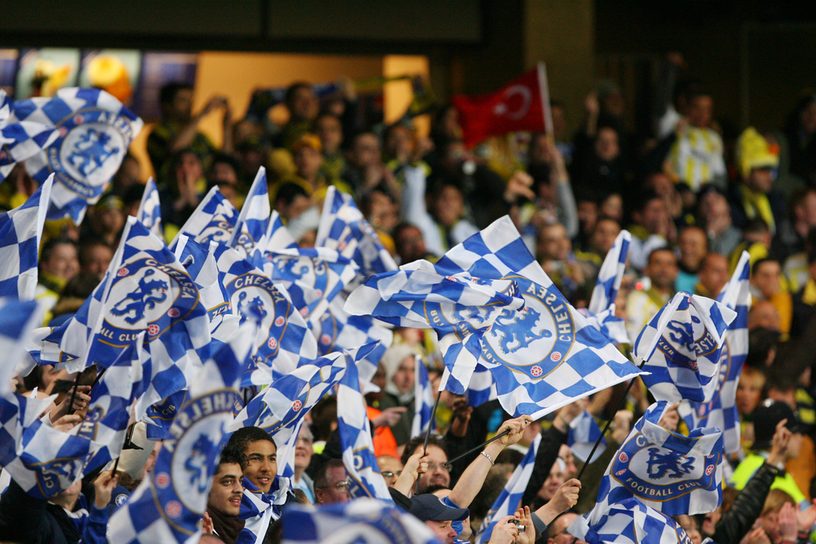 Chelsea Fans Waving Flags