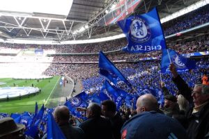 Chelsea Fans with Flags at Wembley