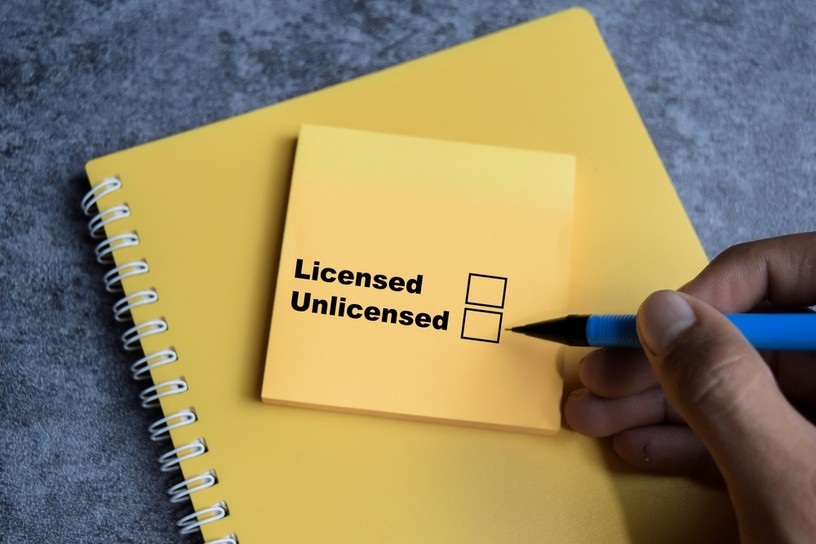 Licensed and Unlicensed on Yellow Note