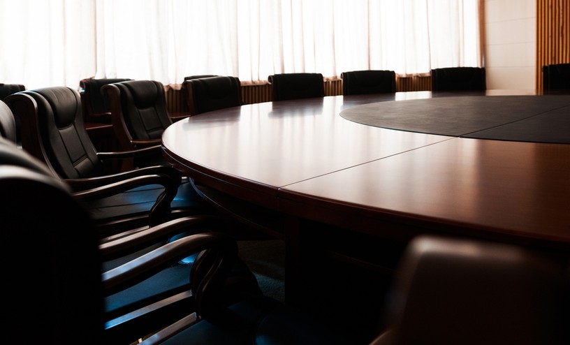 Round Wooden Boardroom Table