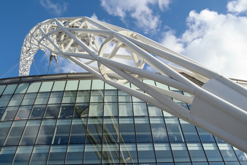 Wembley Stadium Arch Against Blue Sky