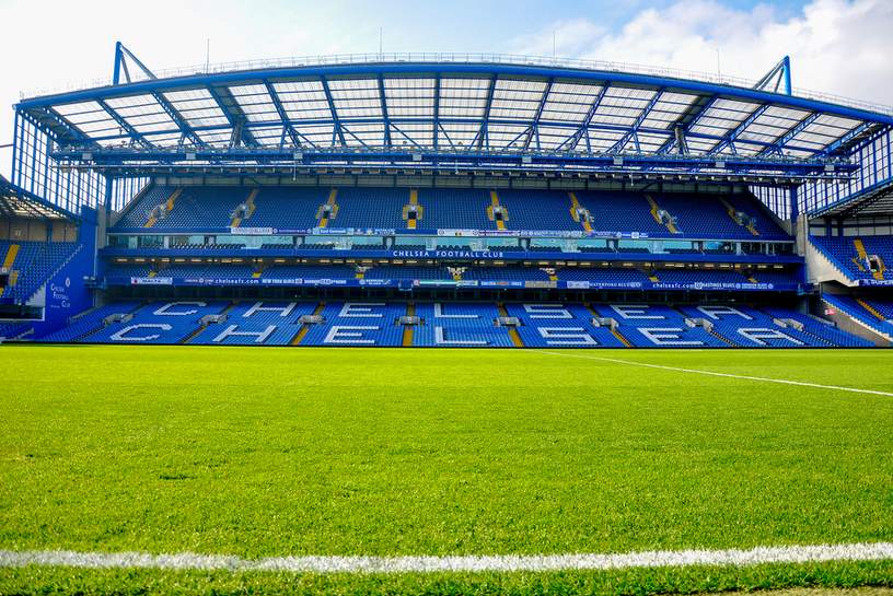 Chelsea Stamford Bridge West Stand from Pitchside