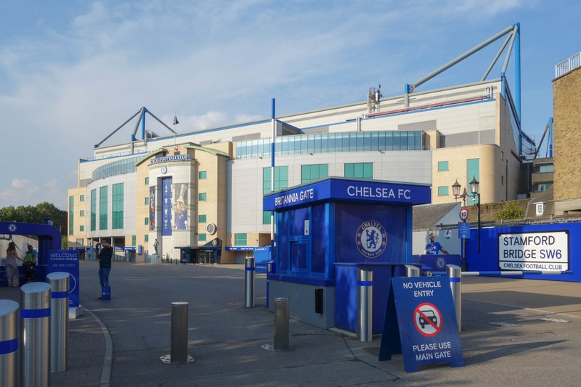 Chelsea Stamford Bridge Entrance with No Cars Sign