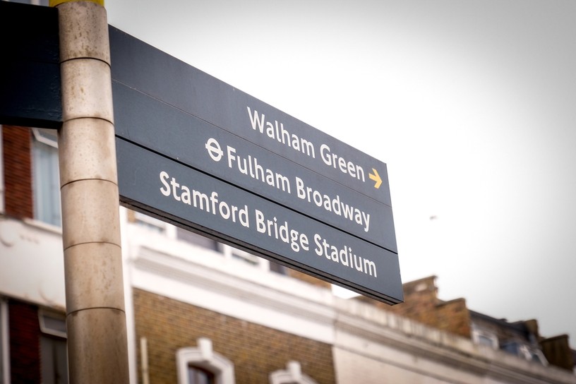 Stamford Bridge Stadium Direction Sign