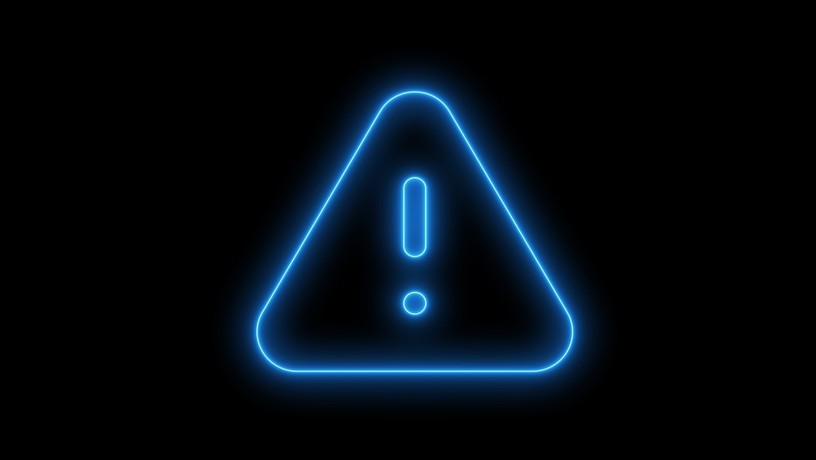 Blue Neon Warning Triangle