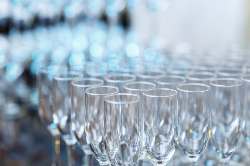 Glasses Set Up for Welcome Drinks