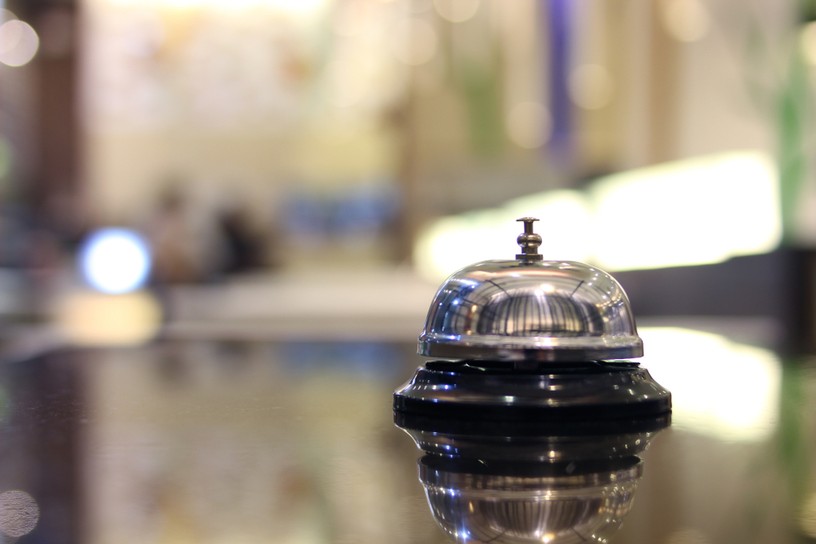 Service Bell at Hotel Reception Desk