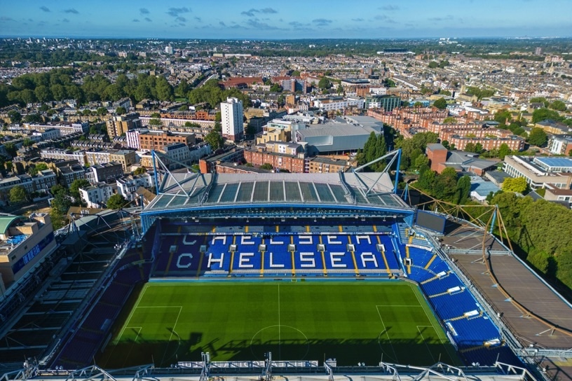 Aerial view of Stamford Bridge