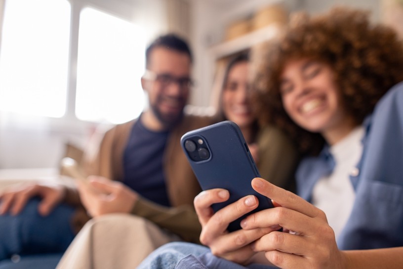 Blurred Friends with Phone