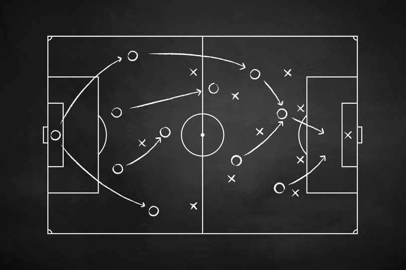 Football Positions and Tactics on Chalkboard